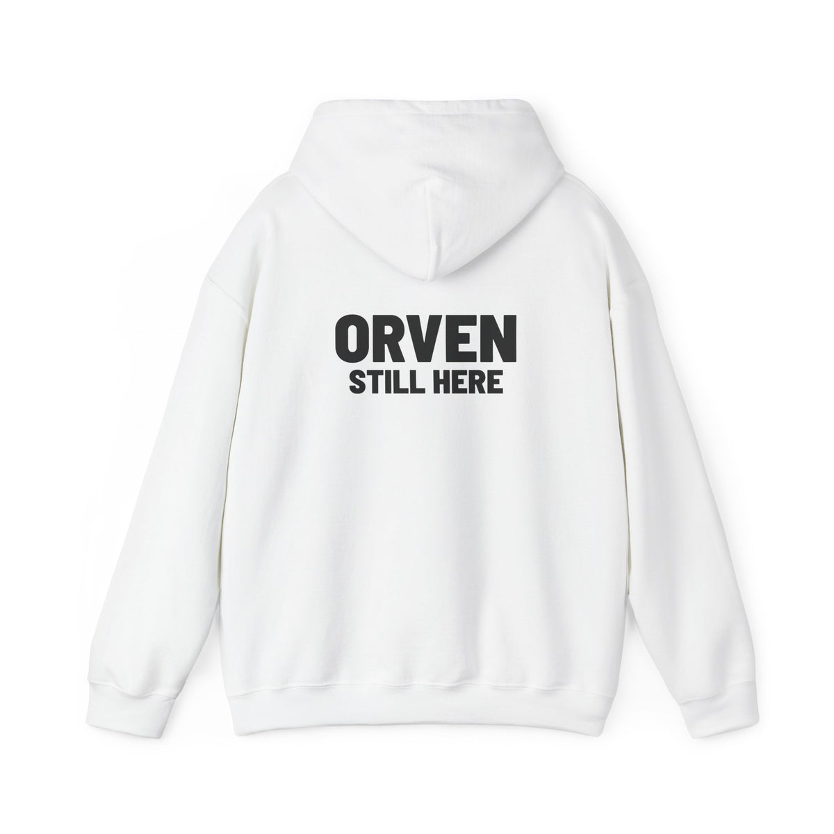 Orven Minimal Logo Hoodie — White Box-Logo Pullover, view 2