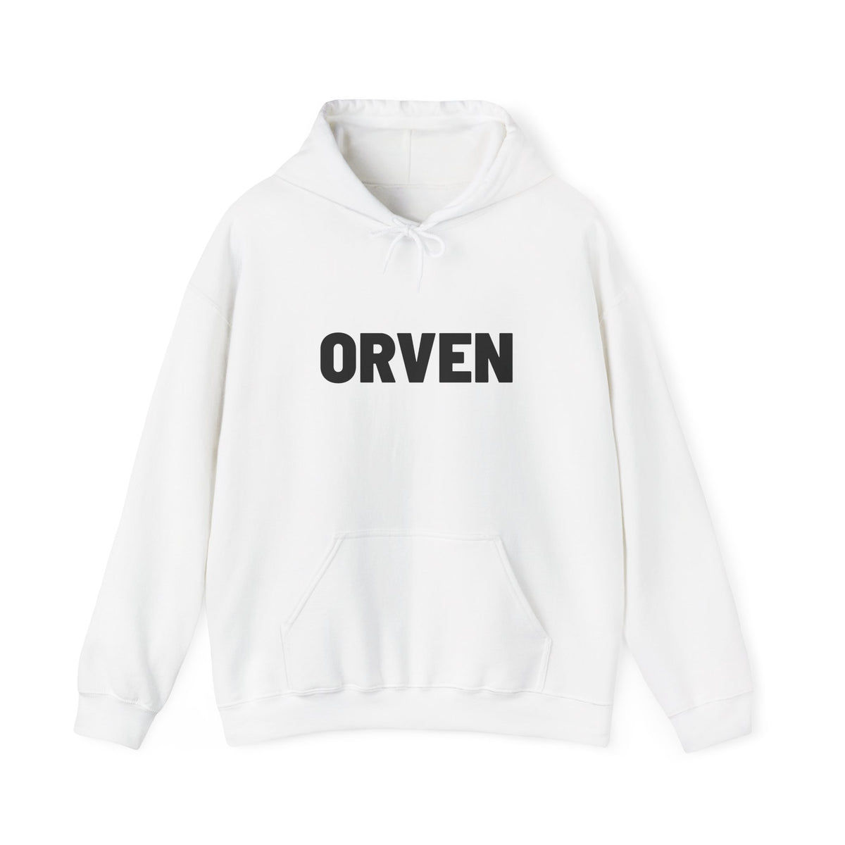 Orven Minimal Logo Hoodie — White Box-Logo Pullover