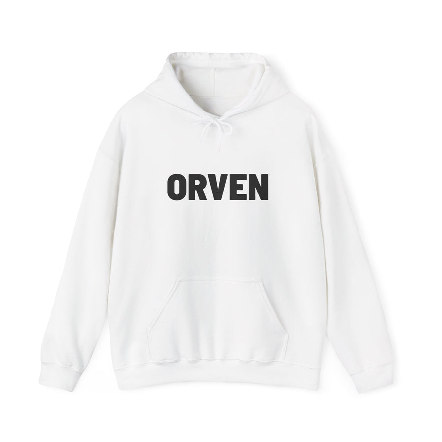 Orven Minimal Logo Hoodie — White Box-Logo Pullover